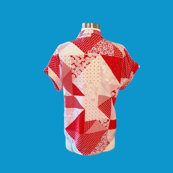 Vintage Stuart Randolph Patchwork Print Blouse Re… - image 4