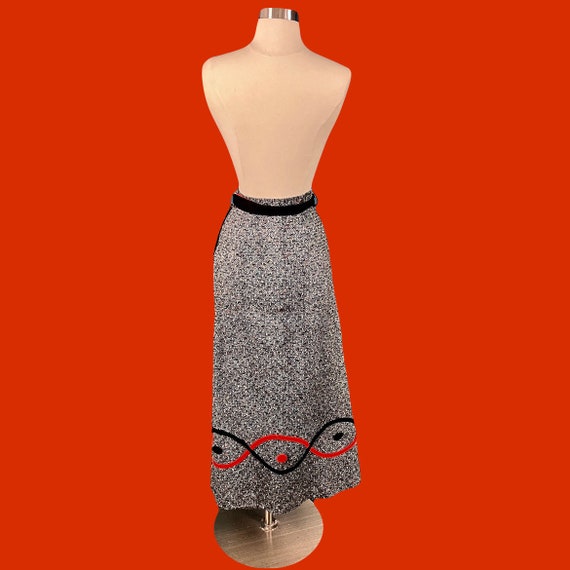 1960's Vintage Color Fleck Maxi Skirt Felt Appliq… - image 4