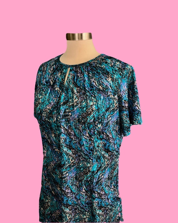 1970's Psychedelic Print Mod Shift Short Sleeve M… - image 4