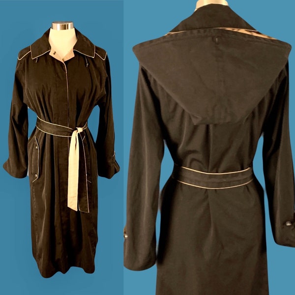 Vintage 70's Hooded Rain Coat Trench Coat