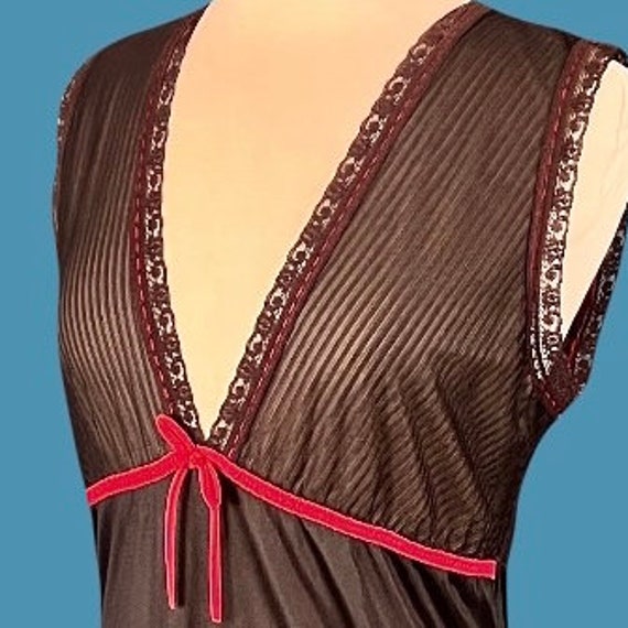 Vintage 70's Sheer Black and Red Nightgown - image 10