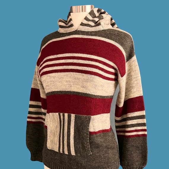Vintage 70's Beewear Kangaroo Pocket Striped Hood… - image 6