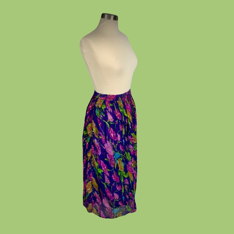 Vintage 1980's Indian Hippie Boho Rayon Maxi Skirt image 3