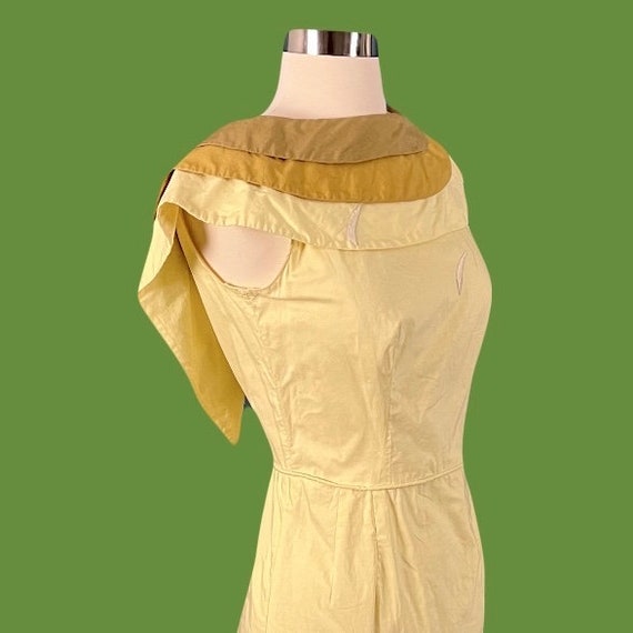 Vintage 50's Layered Collar Cotton Wiggle Dress - image 8