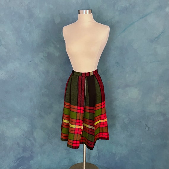 Vintage 50's College Town Wool Pleated Plaid Skirt - image 6