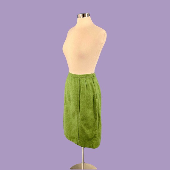 Vintage 50's McMullen Pencil Skirt Green Wool Mid… - image 3