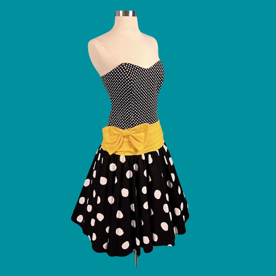 Vintage 80's Patty O'Neil Strapless Polka Dot For… - image 5