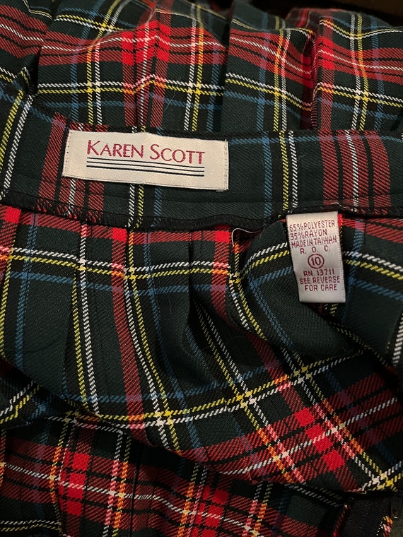 Vintage Karen Scott Plaid Pleated Skirt - image 3