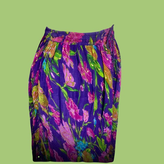 Vintage 1980's Indian Hippie Boho Rayon Maxi Skirt - image 5