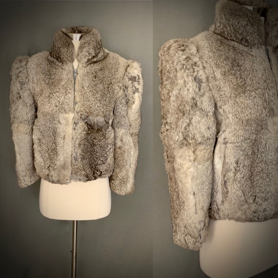 1970's Distressed Rabbit Cropped Fur Glam New Wave
