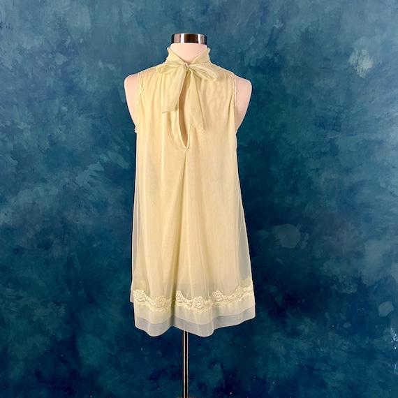 Vintage 60's Blanche Sheer Halter Babydoll Peigno… - image 5