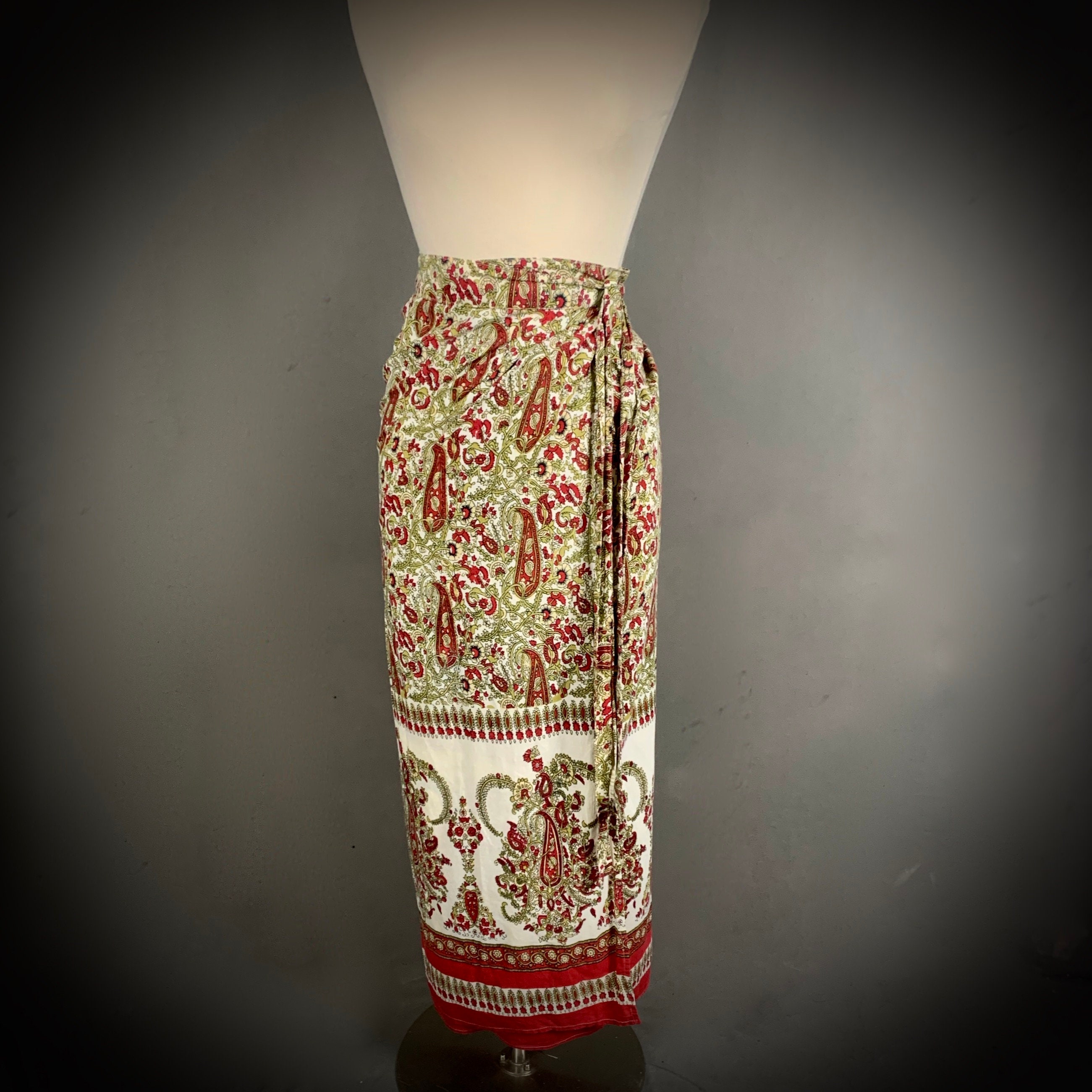 Vintage 70's Indian Cotton Wrap Skirt Maxi Skirt | Etsy