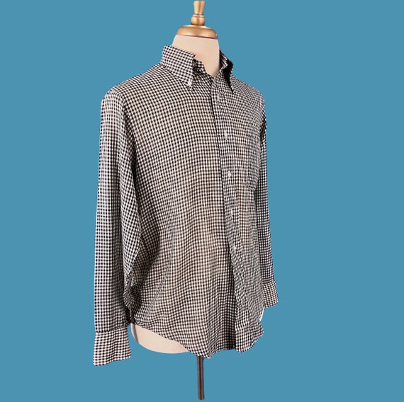 Vintage 70's Men's  Gingham Check Van Heusen Butt… - image 4