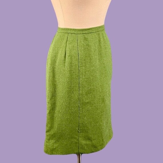 Vintage 50's McMullen Pencil Skirt Green Wool Mid… - image 8