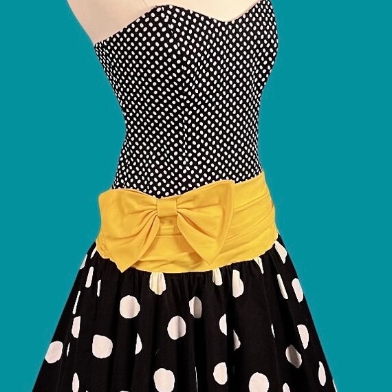 Vintage 80's Patty O'Neil Strapless Polka Dot For… - image 4
