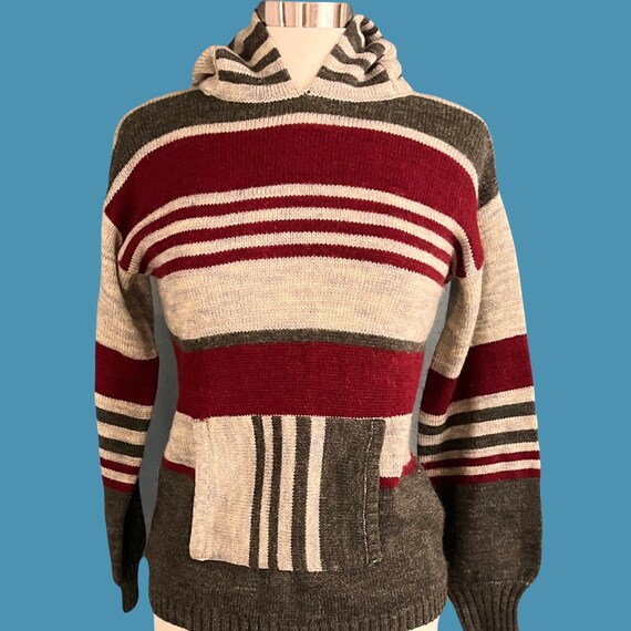 Vintage 70's Beewear Kangaroo Pocket Striped Hood… - image 9