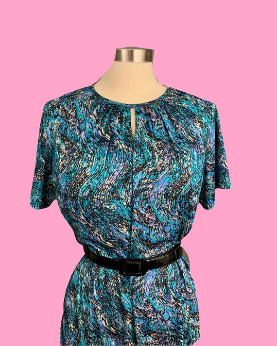 1970's Psychedelic Print Mod Shift Short Sleeve M… - image 3