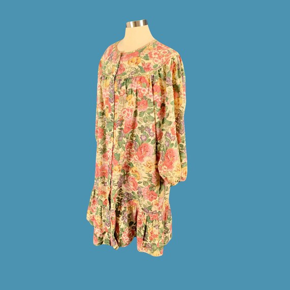 Vintage 80's Pearl Snap Floral Print Housedress L… - image 6