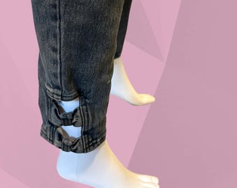 Vintage 80's 3 Ankle Bow High Waist Skinny Jeans Size Large