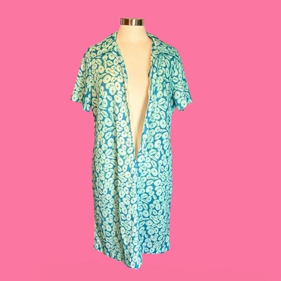 Vintage 70's 3/4 Zipper Print Housedress - image 4