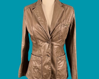 Jaqueta de couro blazer Etienne Aigner vintage dos anos 70