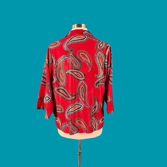 Vintage 70's Wide Sleeve Polyester Paisley Print … - image 5