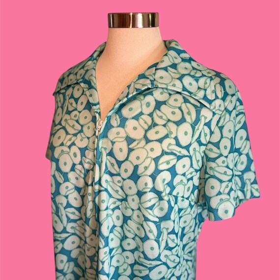Vintage 70's 3/4 Zipper Print Housedress - image 2