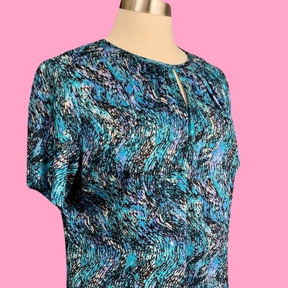 1970's Psychedelic Print Mod Shift Short Sleeve M… - image 9