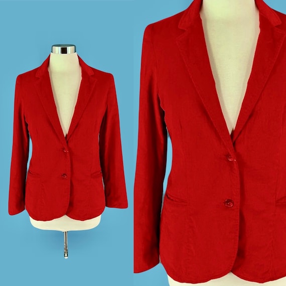 Vintage 70's Dimension V Red Pin Cord Women's Bla… - image 1