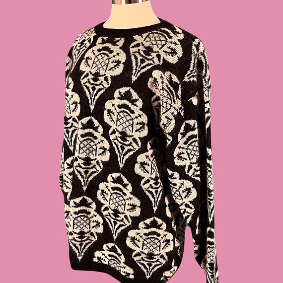 Vintage 80's Angora Lambswool Print Sweater - image 7