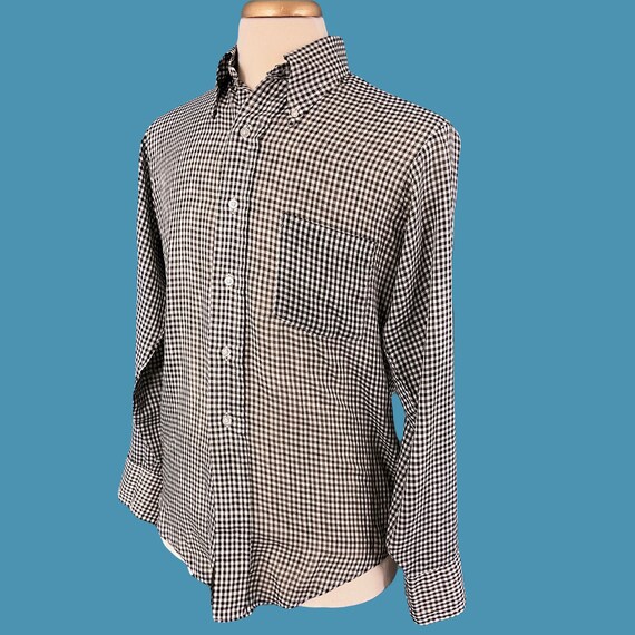 Vintage 70's Men's  Gingham Check Van Heusen Butt… - image 8