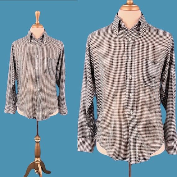 Vintage 70's Men's  Gingham Check Van Heusen Butt… - image 1