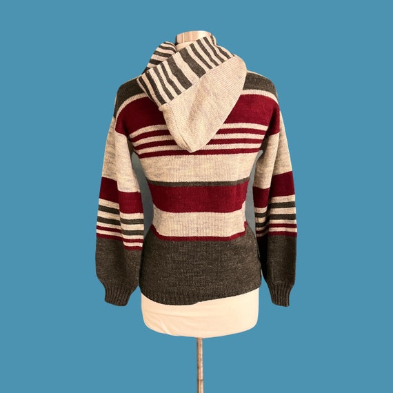 Vintage 70's Beewear Kangaroo Pocket Striped Hood… - image 3
