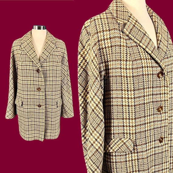 Vintage 60's Cotsmoor Scottish Wool Houndstooth C… - image 1