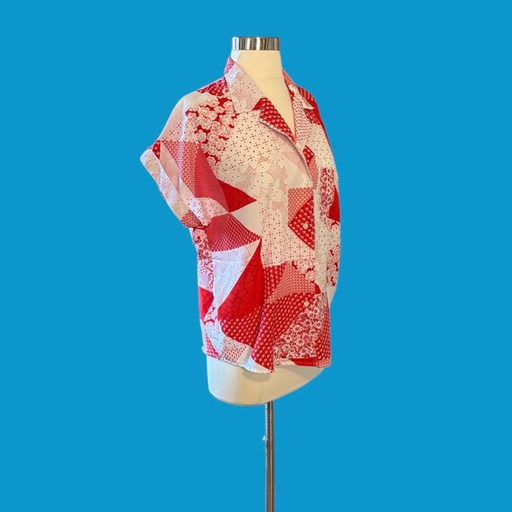 Vintage Stuart Randolph Patchwork Print Blouse Re… - image 5