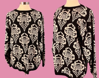 Vintage 80's Angora Lambswool Print Sweater