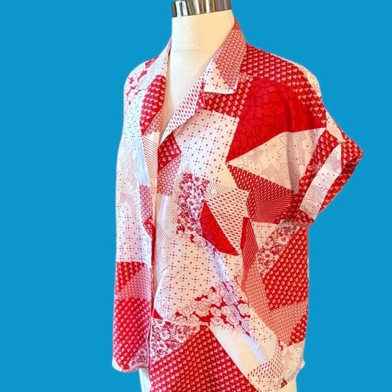 Vintage Stuart Randolph Patchwork Print Blouse Re… - image 7