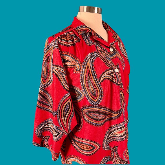 Vintage 70's Wide Sleeve Polyester Paisley Print … - image 4