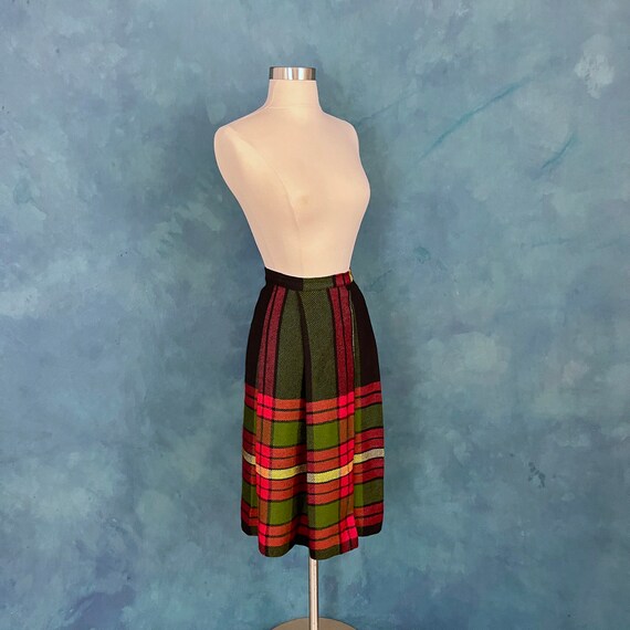 Vintage 50's College Town Wool Pleated Plaid Skirt - image 4