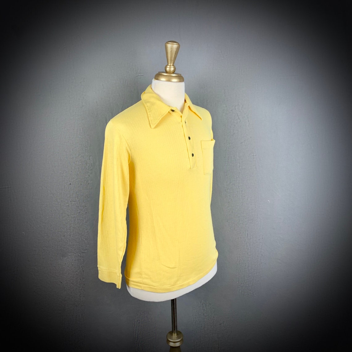 1970's Men's Yellow Long Sleeve 4 Button Polo Shirt Etsy
