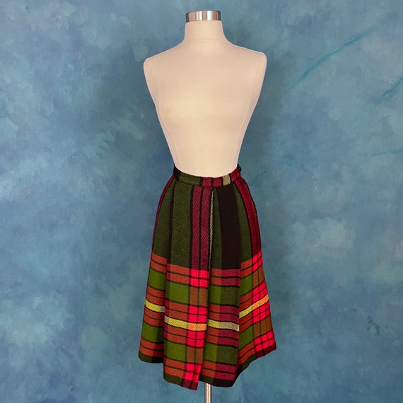 Vintage 50's College Town Wool Pleated Plaid Skirt - image 3