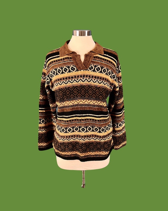 Vintage 80's Unisex Italian Pullover Collared Swe… - image 3