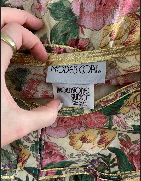 Vintage 80's Pearl Snap Floral Print Housedress L… - image 3