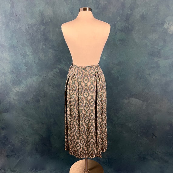 Vintage 80's Pleated Rayon Paisley Midi Skirt WIt… - image 7