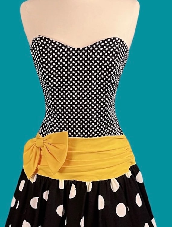 Vintage 80's Patty O'Neil Strapless Polka Dot For… - image 3