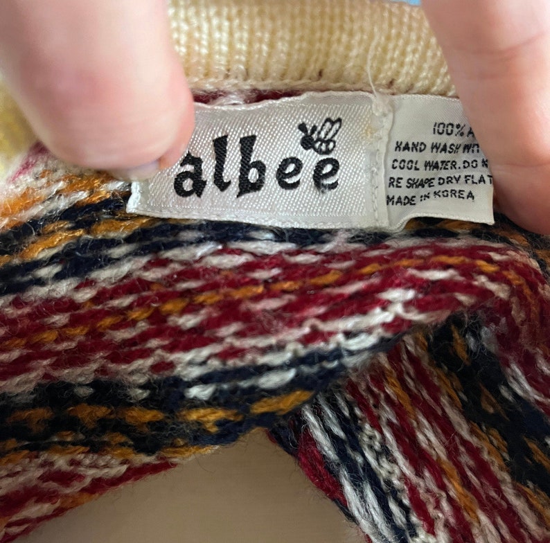 Vintage 70's Acrylic Winter Fall Vintage Boho Sweater by Albee image 2