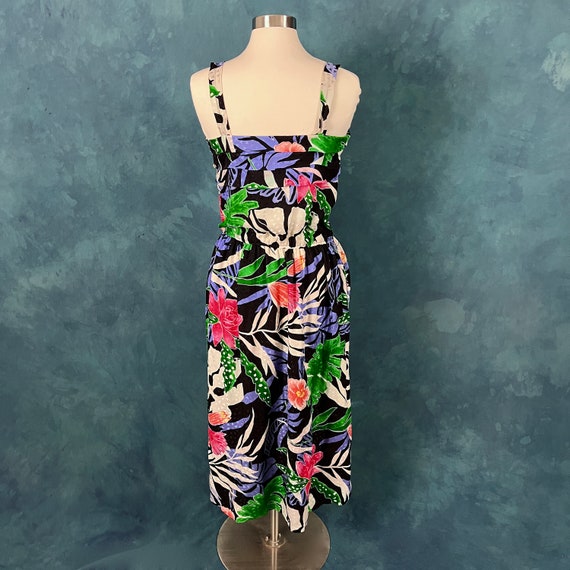 Vintage 80's Silk Tropical Print Sundress With Po… - image 7