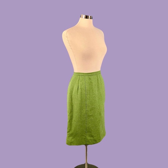 Vintage 50's McMullen Pencil Skirt Green Wool Mid… - image 6