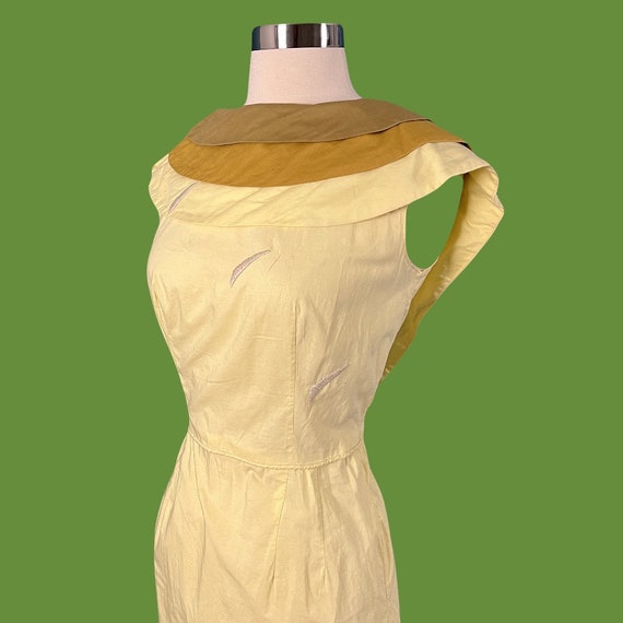 Vintage 50's Layered Collar Cotton Wiggle Dress - image 9