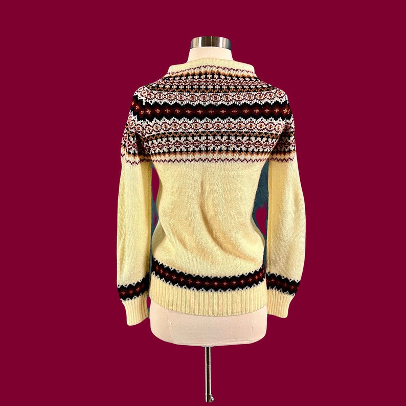 Vintage 70's Acrylic Winter Fall Vintage Boho Sweater by Albee image 3